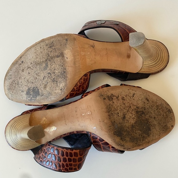 CELINE Brown Croc Print Leather High Heel Sandals SZ 39C - Picture 15 of 15
